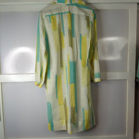 Dimonelli Striped Long Sleeve Collared Dress Size Vintage 12 Retro Yellow White - Picture 5 of 15